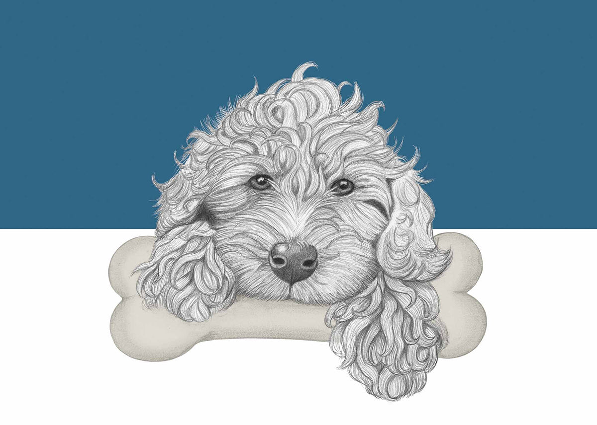 Golden Doodle, illustrated animal art card by I AM NIEN Amsterdam