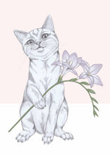 Load image into Gallery viewer, cat with flower