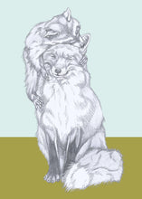 Load image into Gallery viewer, fox and raccoon hug