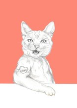Load image into Gallery viewer, cat with mom tattoo