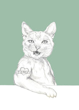 Load image into Gallery viewer, cat with mom tattoo