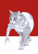Load image into Gallery viewer, cat with fish