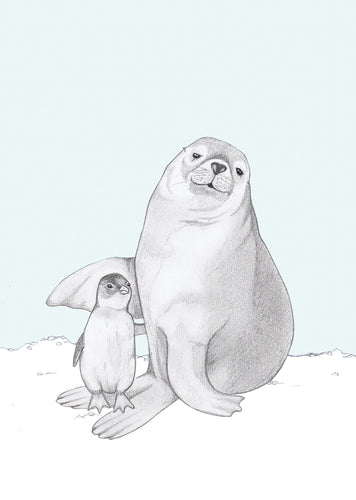 buddies, penguin and seal