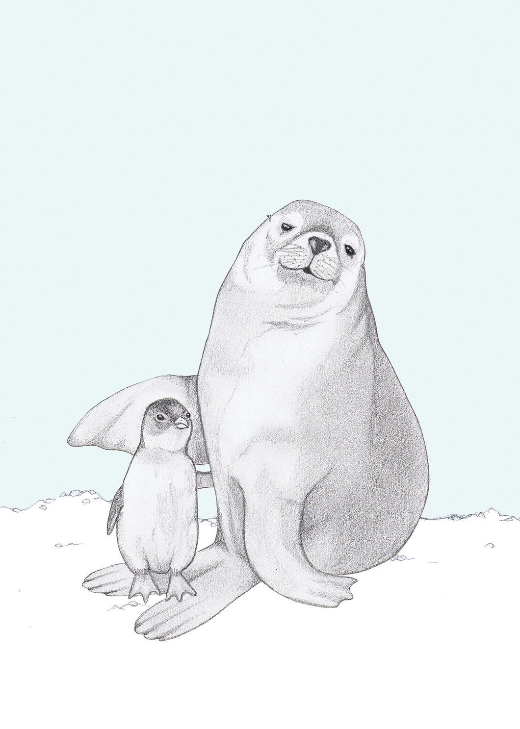 buddies, penguin and seal