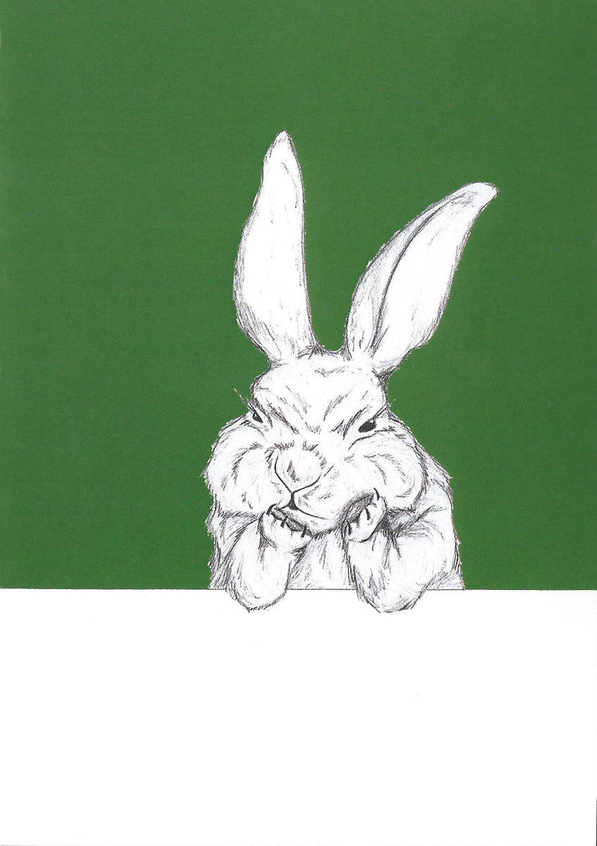Grumpy Bunny illustrated art card by Amsterdam artist I AM NIEN