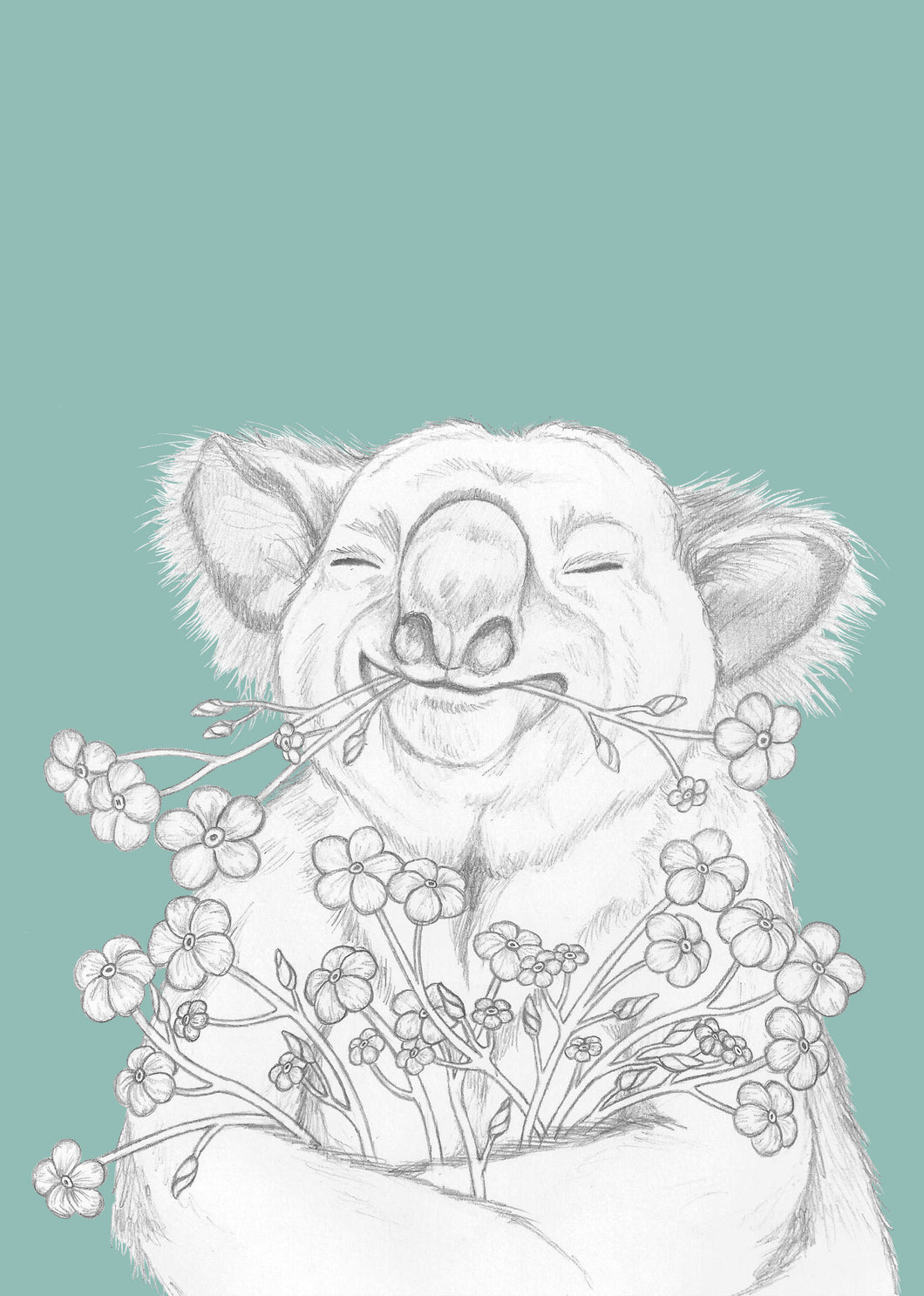 koala with flowers