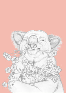 koala with flowers