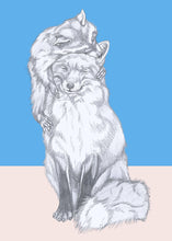 Load image into Gallery viewer, fox and raccoon hug
