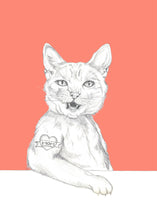 Load image into Gallery viewer, cat with mom tattoo
