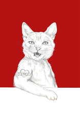 Load image into Gallery viewer, cat with mom tattoo
