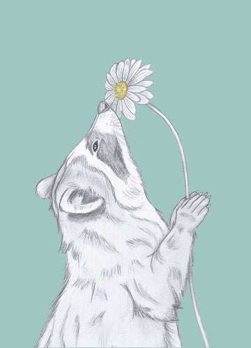 raccoon with flower