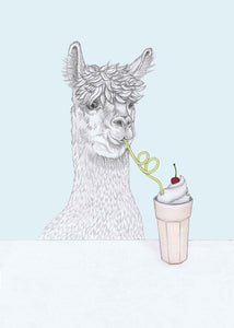 alpaca with milkshake