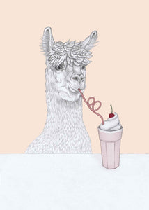 alpaca with milkshake