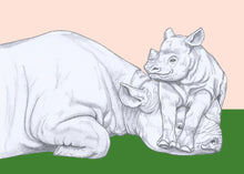 Load image into Gallery viewer, rhino parent and baby
