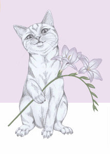 cat with flower