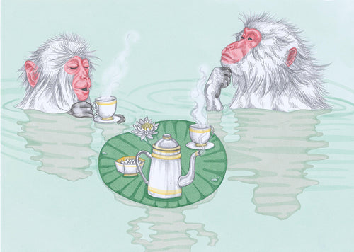 tea time snow monkeys